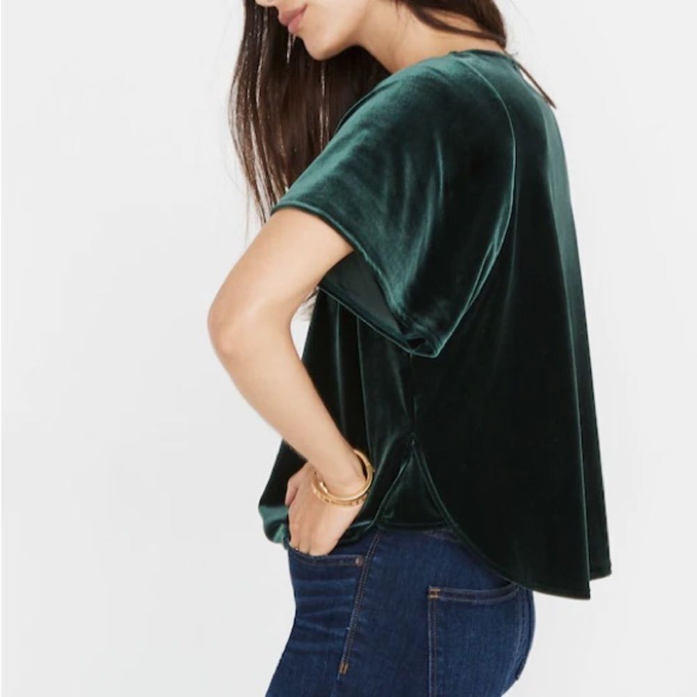 Madewell Velvet Butterfly Top in Smoky Spruce XS - Picture 2 of 9